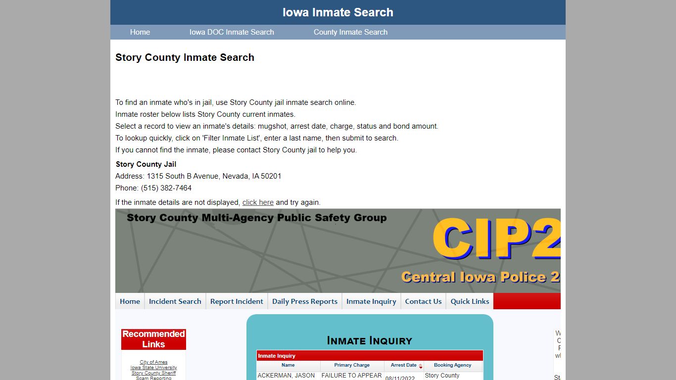 Story County Inmate Search