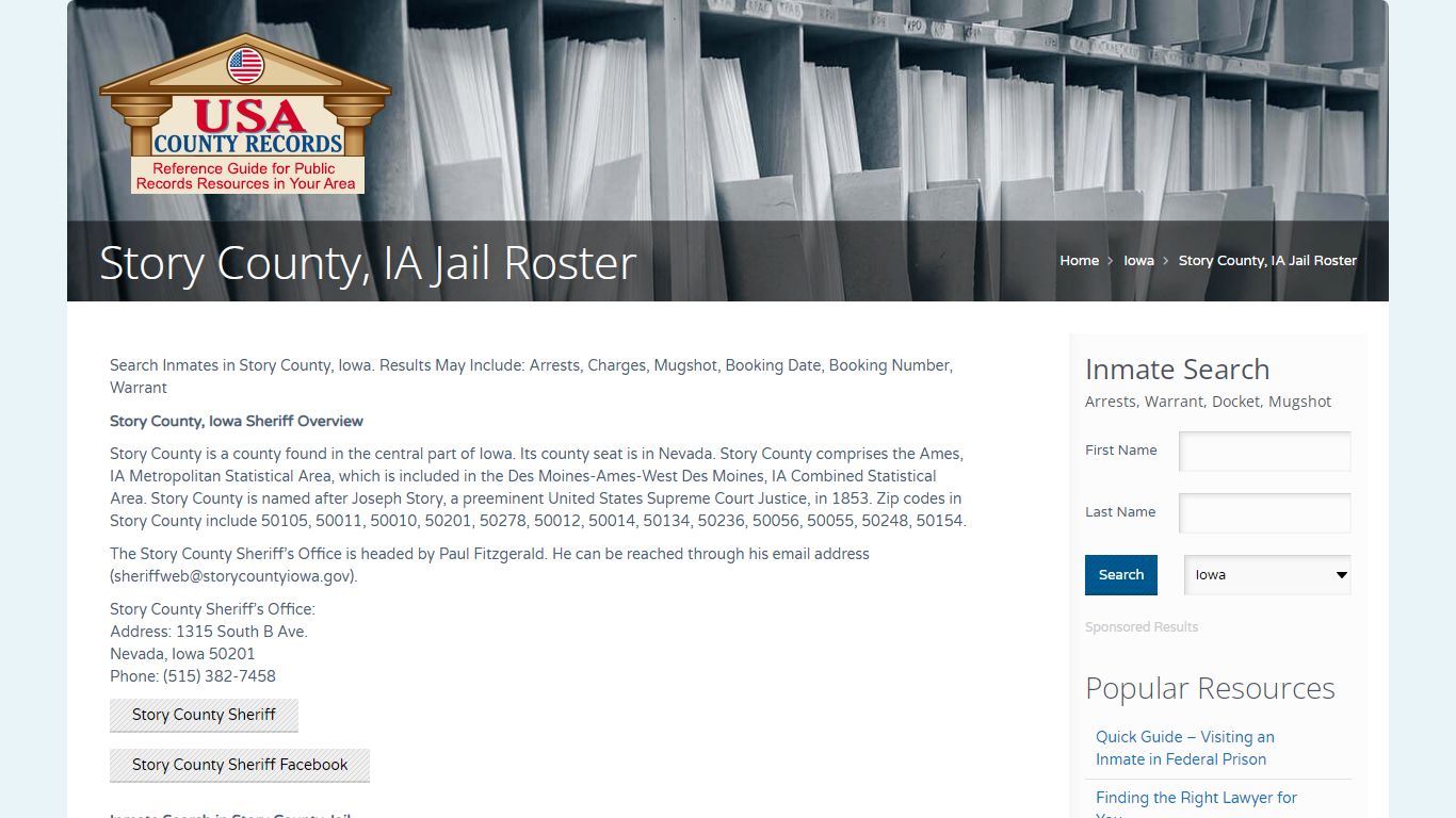 Story County, IA Jail Roster | Name Search